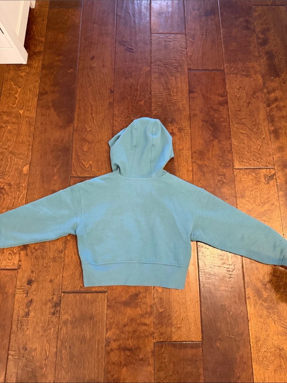 Old Navy Girls Hooded Cropped Zip Front Sweatshirt - Teal Blue